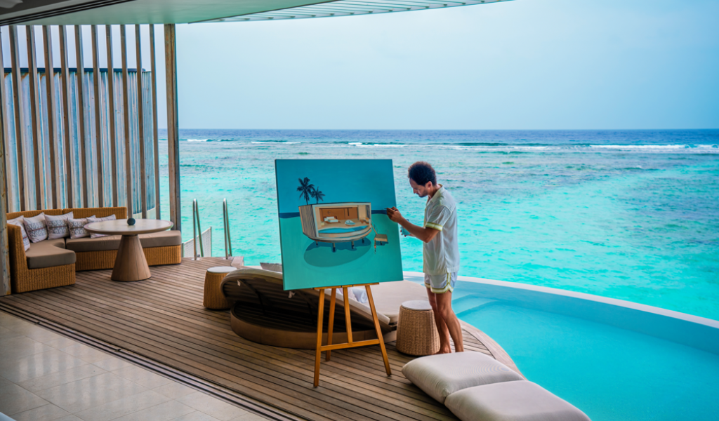 Louis-Nicolas Darbon Unveils Painting Of Kerry Hill Villas At The Ritz-Carlton Maldives,Fari Islands